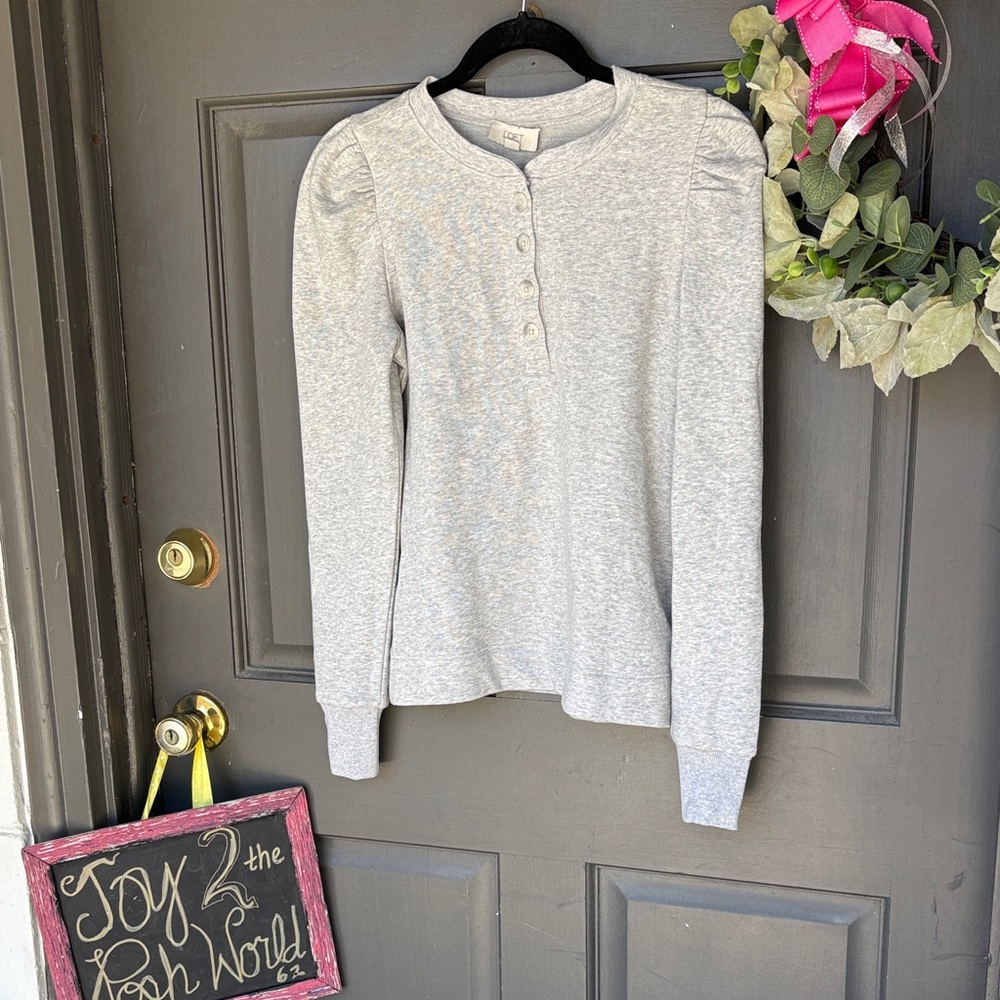 LOFT Heather Gray Buttoned Top